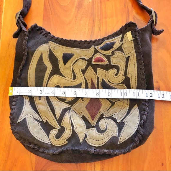 Lollipops Genuine Leather Suede Minimalist Neutral Tone Brown Roomy Shoulder Bag - Picture 13 of 16